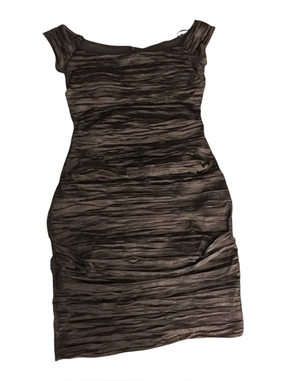 NWT VINTAGE JEANNE ALEXANDER PEWTER RUCHED COCKTAIL DRESS SIZE 8